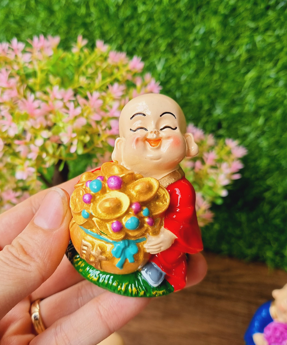 Bộ 05 chú tiểu Ngũ Phúc 7cm kèm đế ngang 5 ô