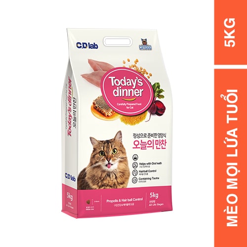 [ 5KG ] - Today's diner  hạt thức ăn cho mèo mọi lứa tuổi MUA 1 TẶNG 5 SAMPLE WONDERCAT