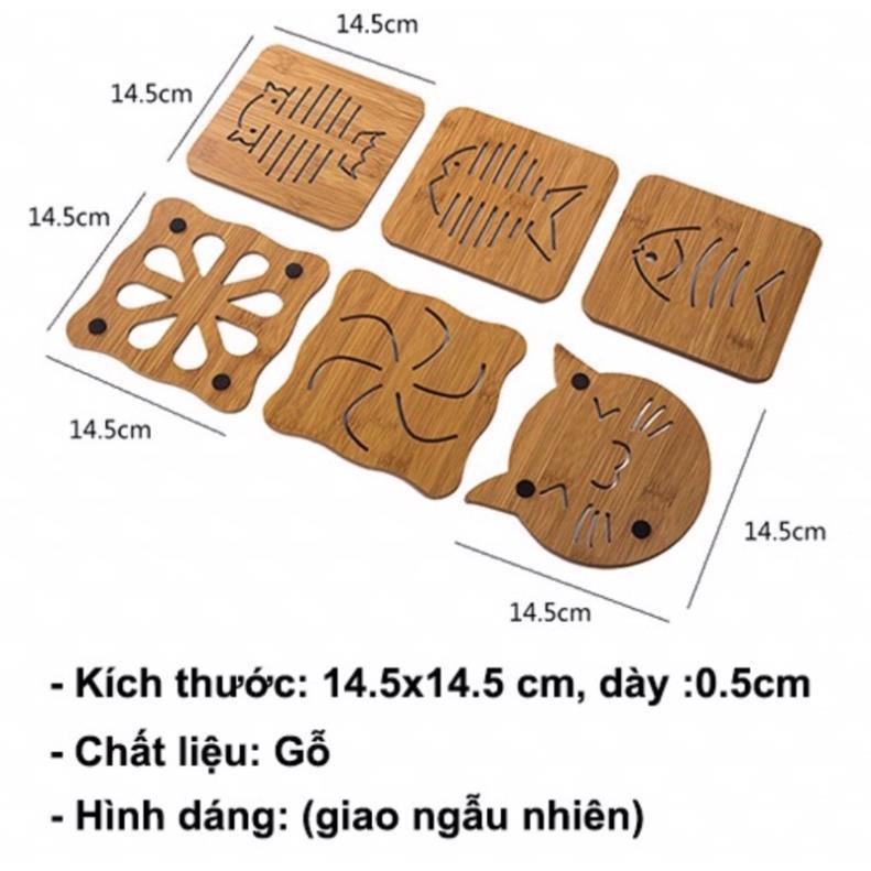 Set 2 miếng lót nồi bằng gỗ tre hình ngộ nghĩnh / Set 2 tấm lót nồi gỗ tre hình ngỗ nghịch BP