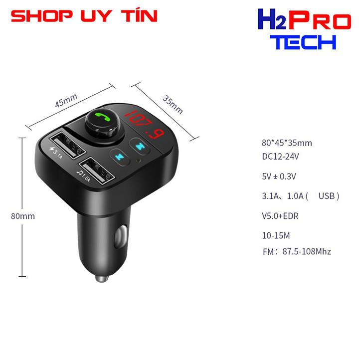 Tẩu sạc trên xe hơi 3.1A 2 CỔNG USB, Có jack cắm thẻ nhớ, Có bluetooth