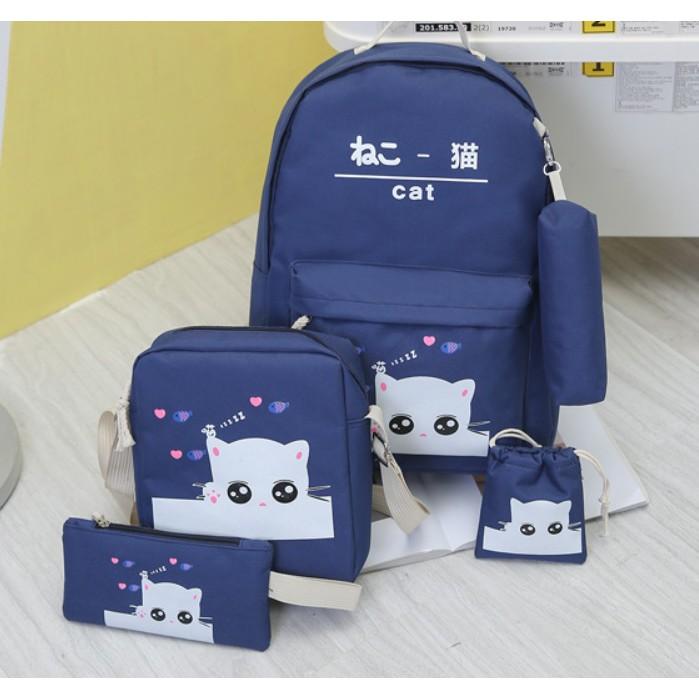 BỘ 5 MÓN BALO MÈO CUTE - HÀNG NHẬP CAO CẤP