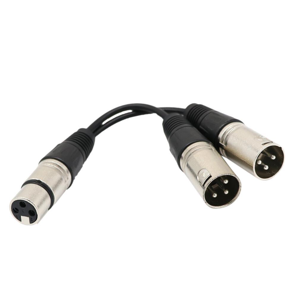 2x Audio Mic Cable Patch Cord- XLR 1x Female to XLR 2x Male Microphone Cable Splitter Connector