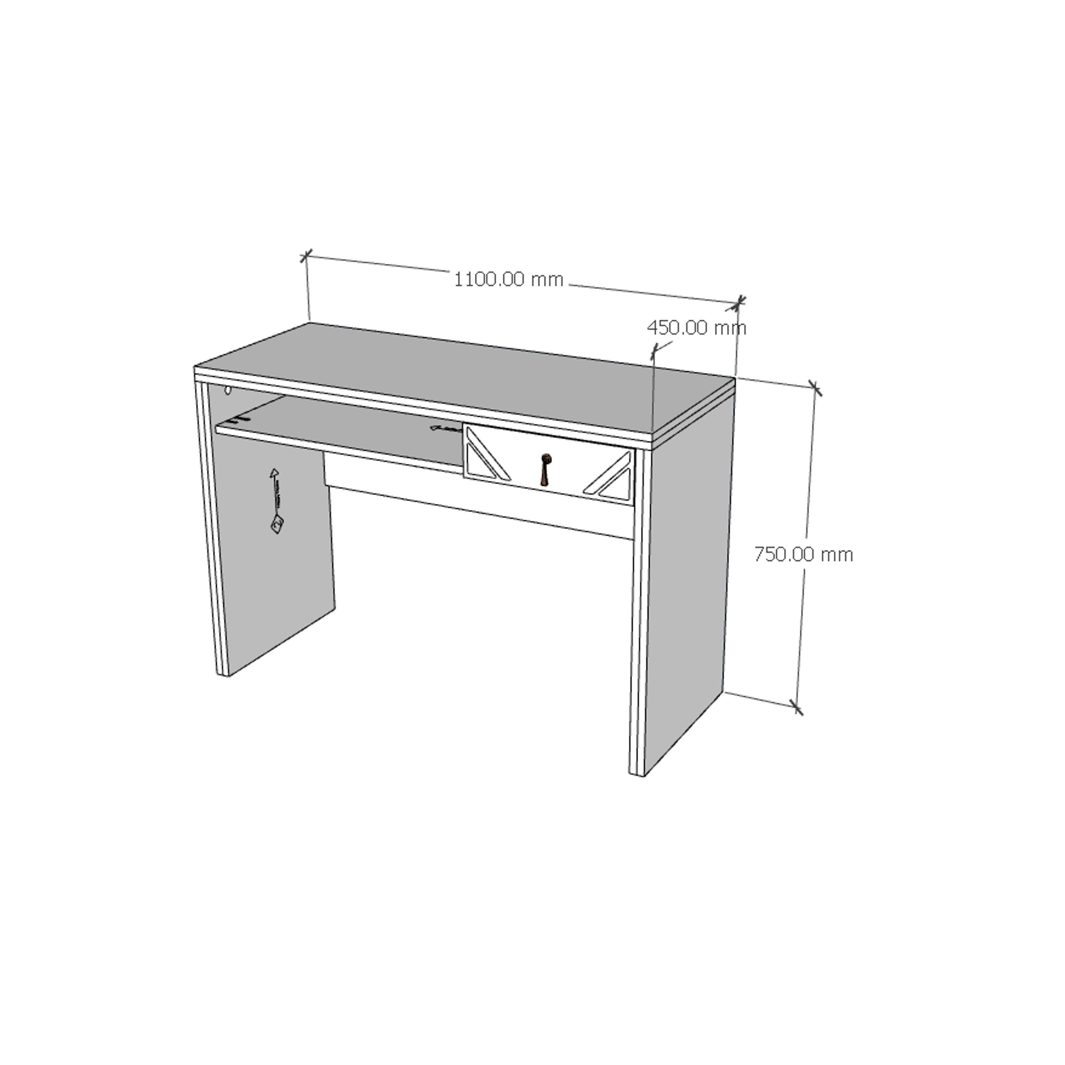 [Happy Home Furniture] CHARIS, Bàn trang điểm 1 ngăn kéo, 110cm x 45cm x 75cm ( DxRxC), BAN_067