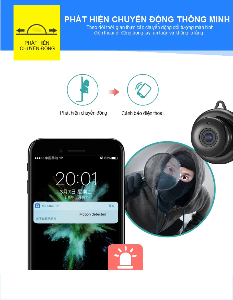 Camera IP Wifi Mini E06-Q2 Full HD 1080P Kết Nối Không Dây Với Điện Thoại AZONE