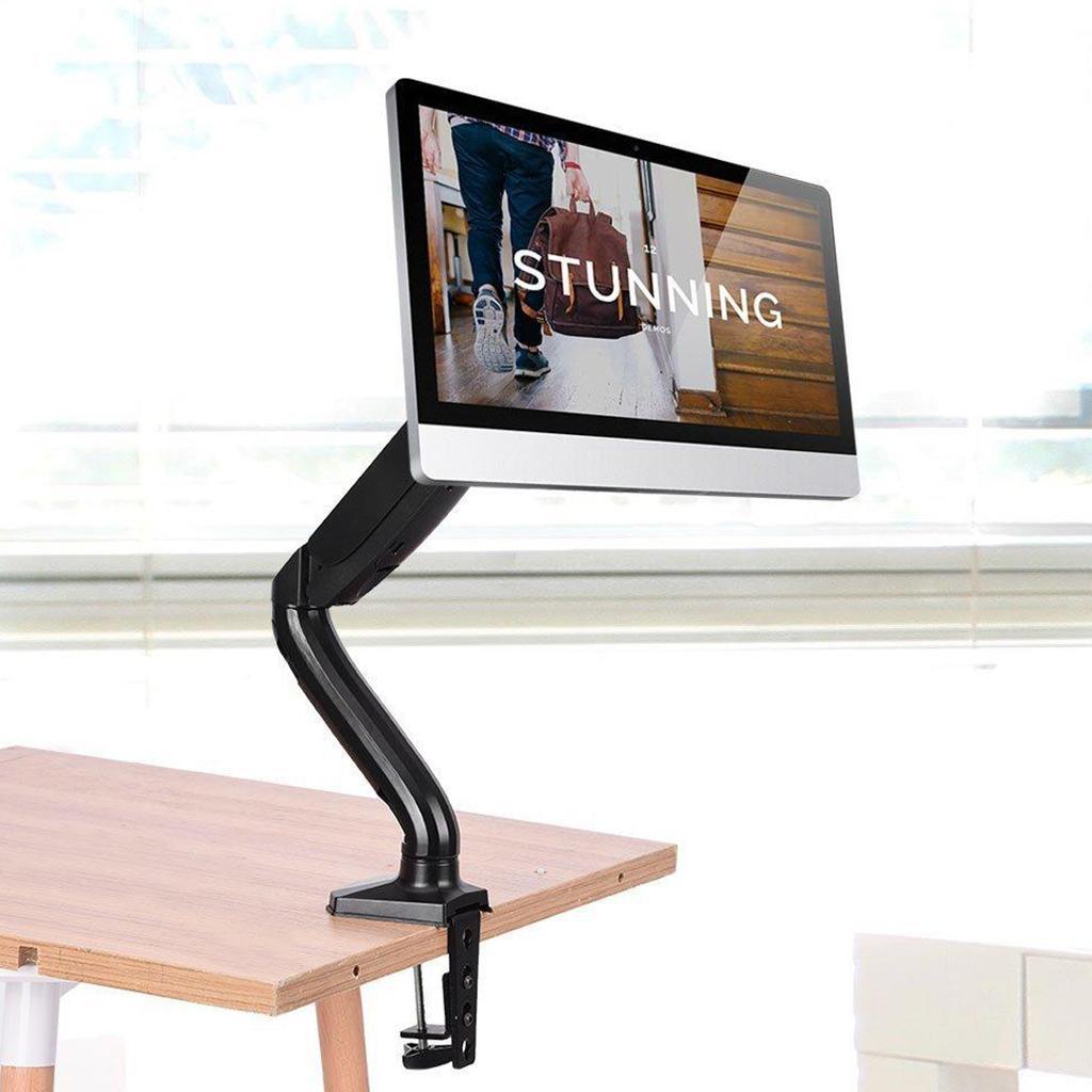 Single LCD Monitor Desk Mount Bracket Holder Fits Screens up to 27" Black