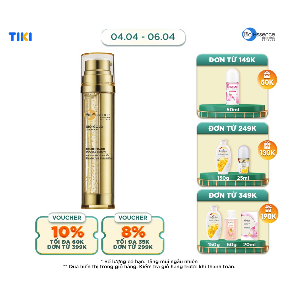 Tinh chất tái tạo phục hồi &amp; ngăn ngừa lão hóa chuyên sâu Bio-essence Bio-Gold Double Serum chiết xuất vàng 24K &amp; trà xanh cô đặc 36g