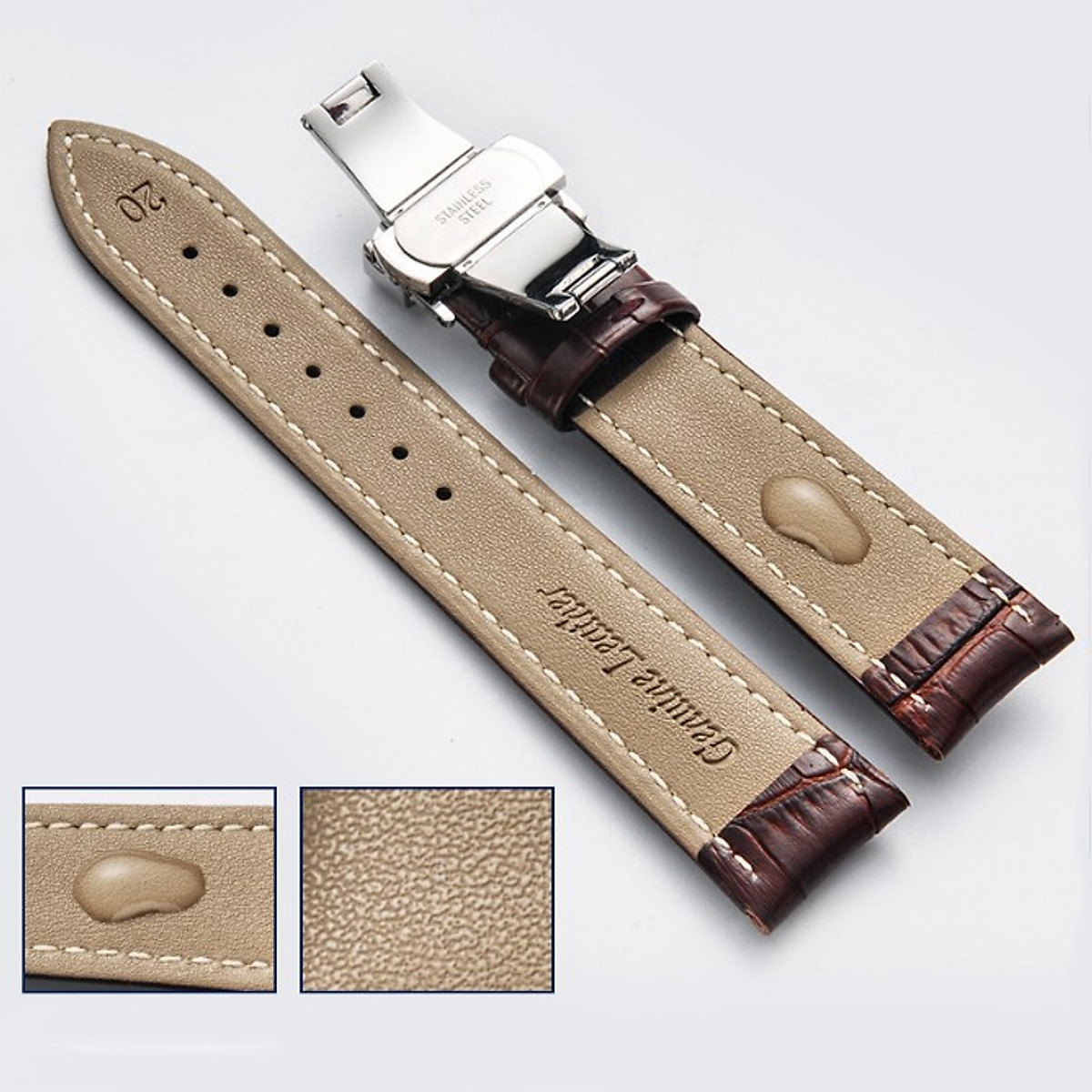 Dây Da Đồng Hồ Khóa Bướm Chống Gẫy Dây Thay Thế Dành Cho Đồng Hồ DW Daniel Wellington Dây Đồng Hồ Da Bò Thật Kèm Chốt Và Dụng Cụ Thay Dây (Nhiều Kích Cỡ) - Hàng Chính Hãng VinBuy