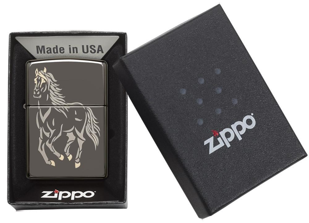 Bật Lửa Zippo Running Horse Black Ice 28645