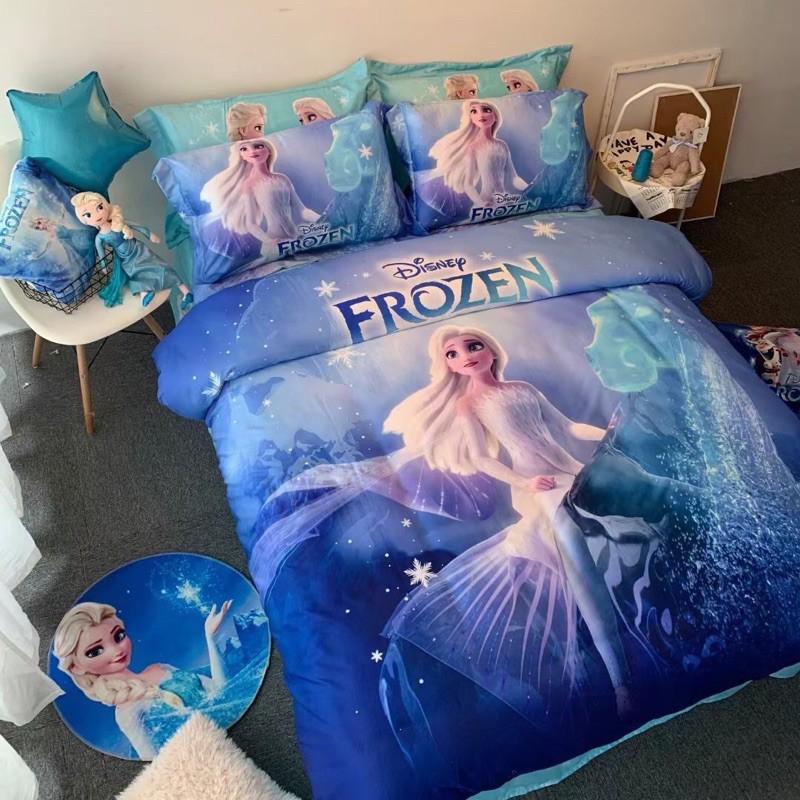Bộ Chăn Ga Gối Cotton Disney 100%cotton Hàng Nhập Khẩu Cao Cấp 4 Món Công Chúa Tuyết