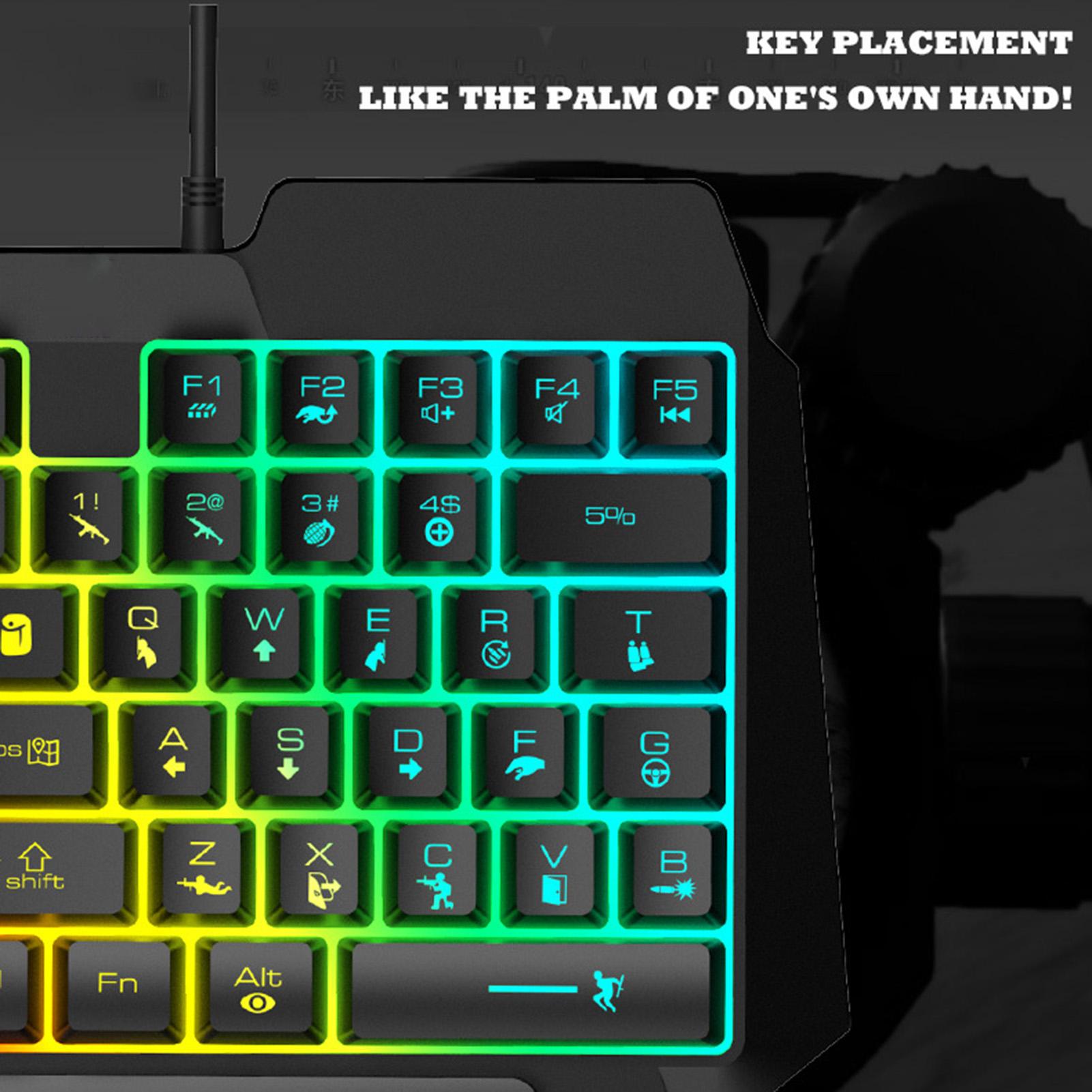 T1 Bàn Phím Chuột Sản Phẩm Công Thái Nhiều Màu Đèn Nền Một Tay Bàn Phím Chuột Dành Cho Nhà Game Thủ Chơi Game Bộ