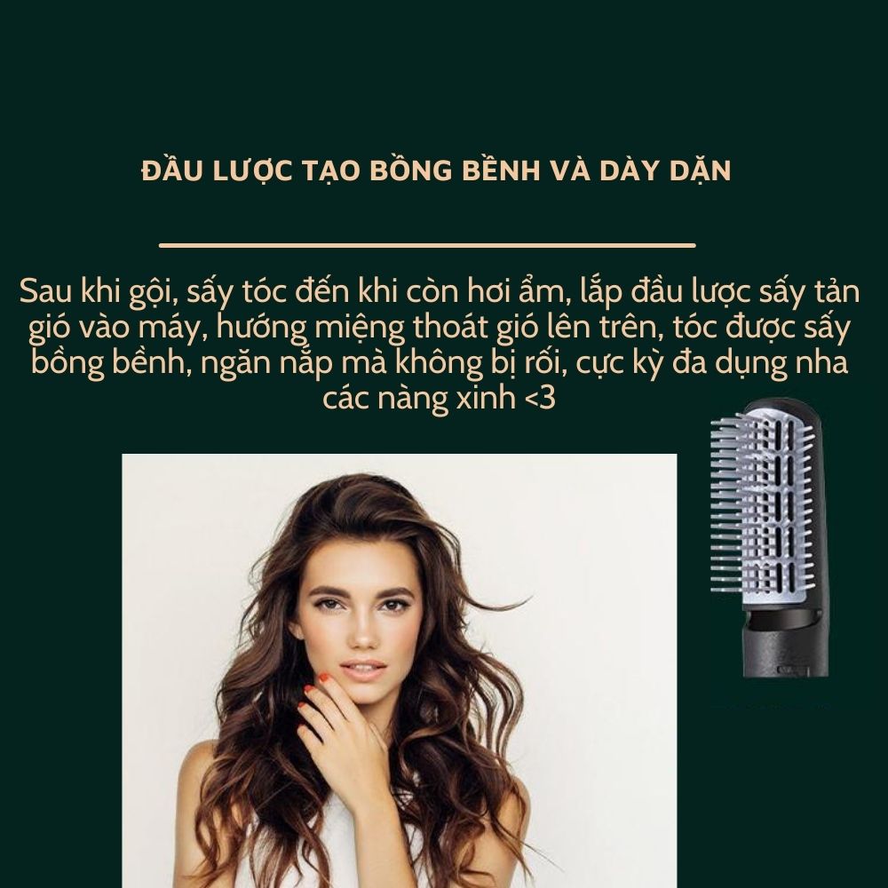 Máy Sấy Tóc Đa Năng 4IN1 Uốn Duỗi Sấy Tạo Bồng Uốn Cụp Kèm 3 Đầu Lược