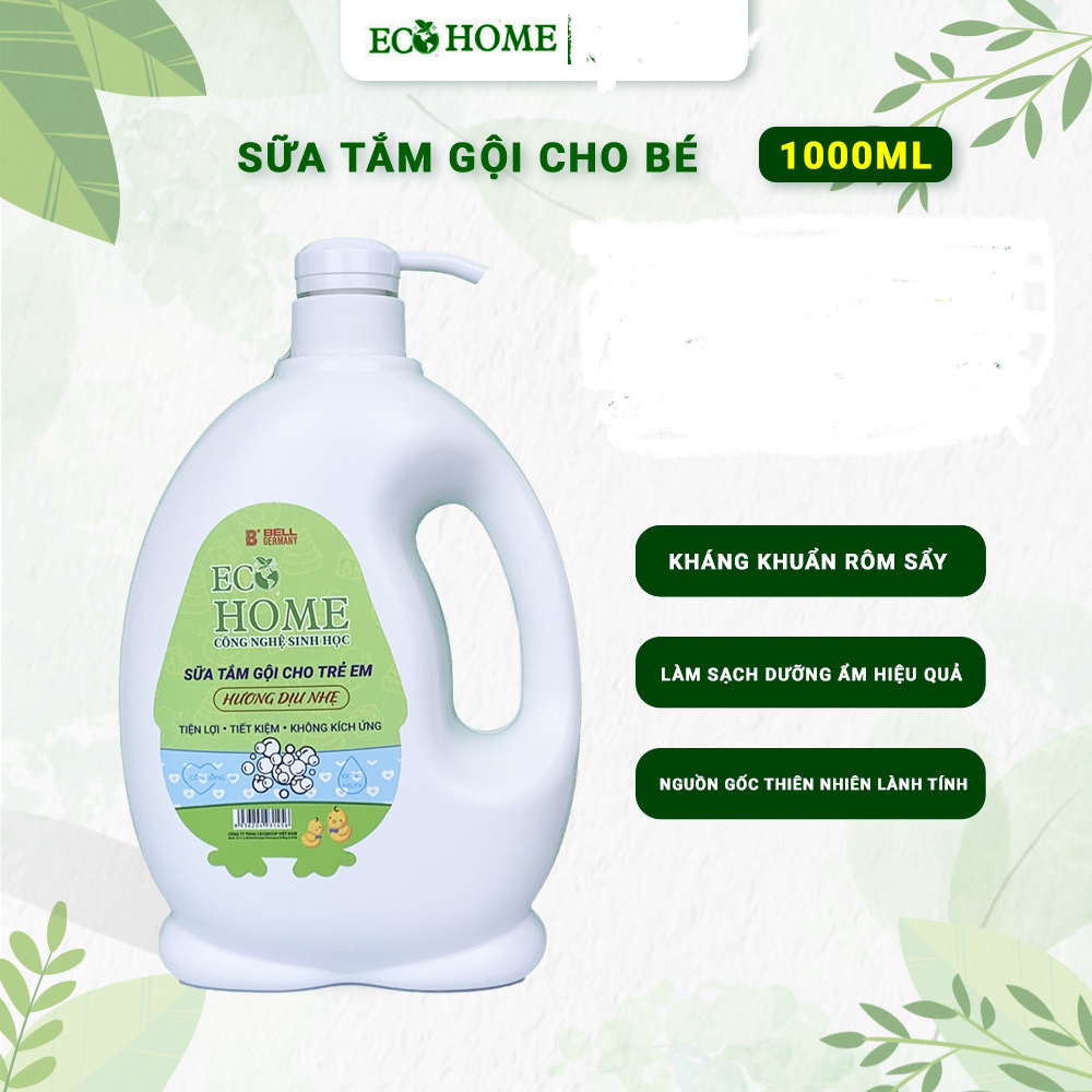 Sữa Tắm Gội Trẻ Em Ecohome Công Nghệ Sinh Học Bảo Vệ Nuôi Dưỡng Da Và Tóc Bé Vượt Trội 1000ml