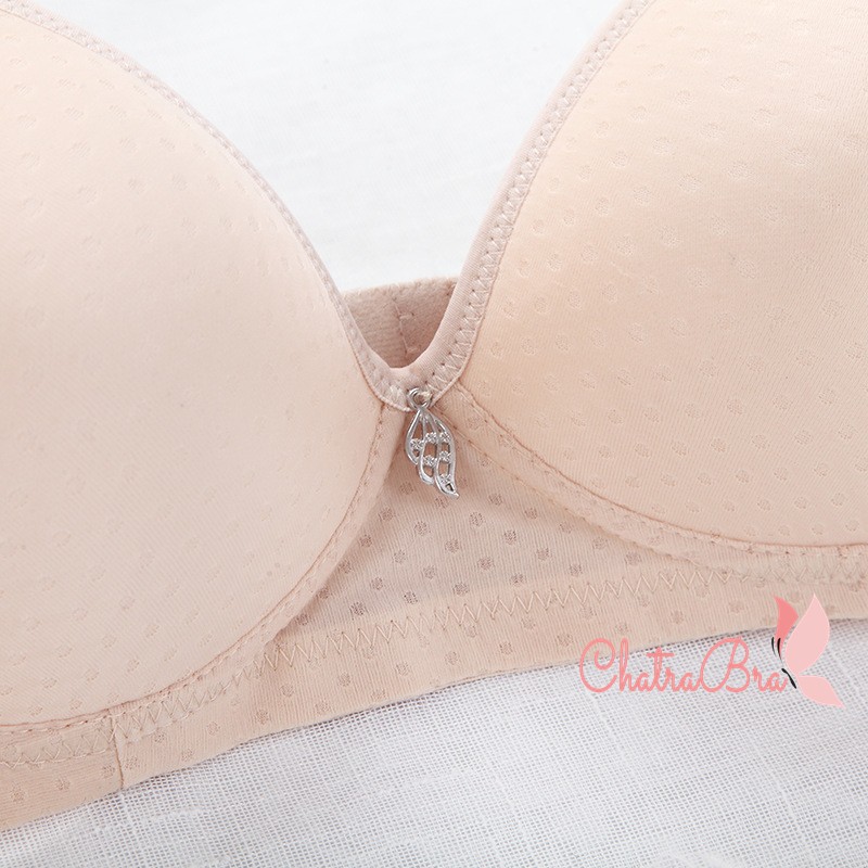 Áo lót trơn không gọng mút đệm vừa cotton chấm bi chìm