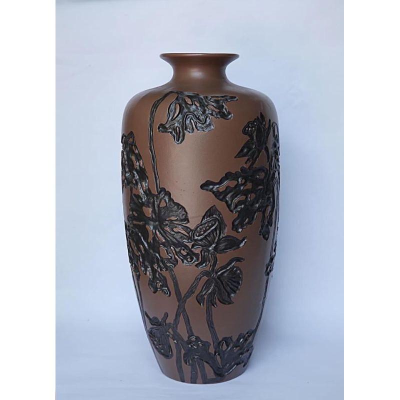 Bình hoa sen khắc chìm,Cao 60cm