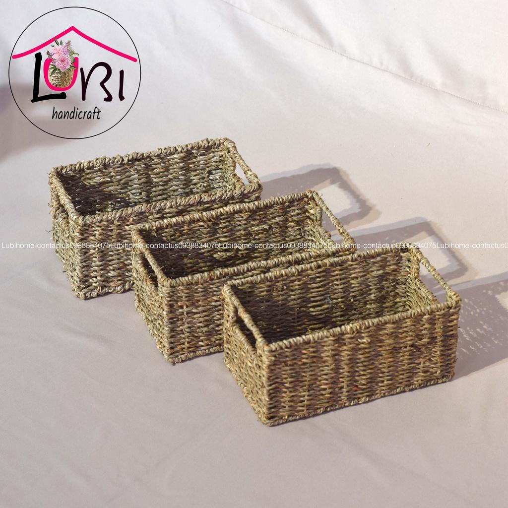 Lubihandicraft - Khay cói đựng đồ văn phòng nhỏ xinh