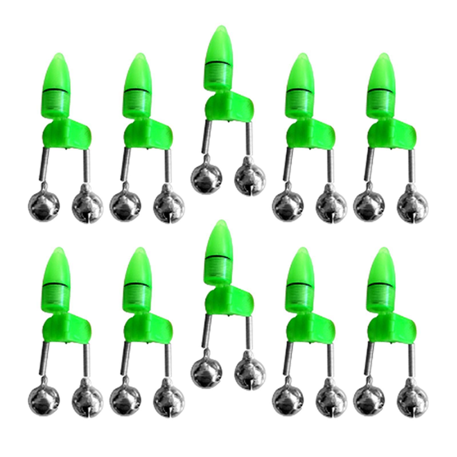 10x Dual Bells Fishing Rod Alarm Clip Tackle Fishing Bite Alarm Lights Loud Sound Bite Lure Alarm Fishing Rod Bells for Fishing Supplies