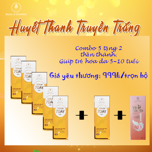 [CAM KẾT CHÍNH HÃNG] COMBO 5 lọ Serum 7 DAY OLIC (HUYẾT THANH TRUYỀN TRẮNG 7 DAY) giúp TRẮNG DA, NÂNG CƠ, TRẺ HÓA DA, trẻ hóa da từ 5~10 tuổi. (Tặng thêm 1 lọ serum và 1 sữa rữa mặt sữa chua cao cấp giúp sạch da, sáng da)