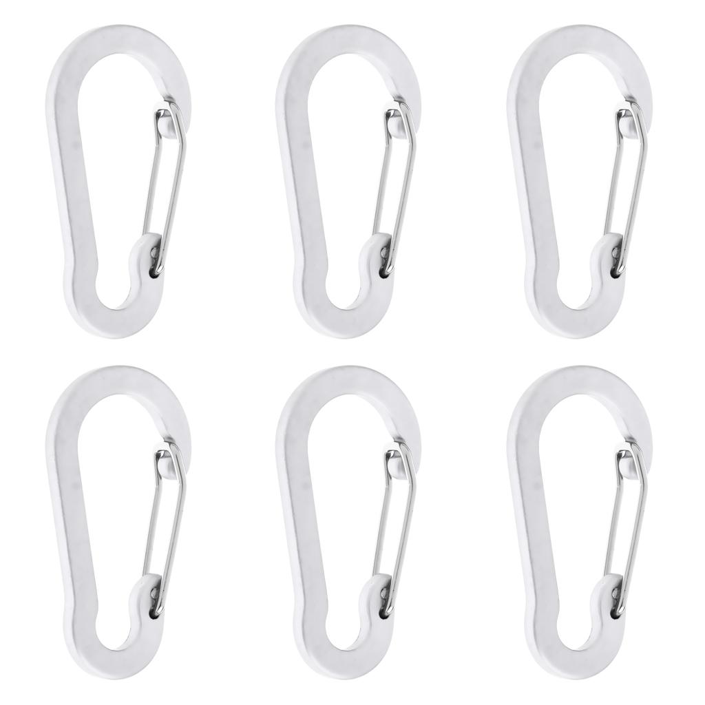 6 Pieces 2" D Shape Aluminum Carabiner Spring Snap Hook Clip for Keychain, Camping, Fishing, Hiking, Traveling, Assorted Colors