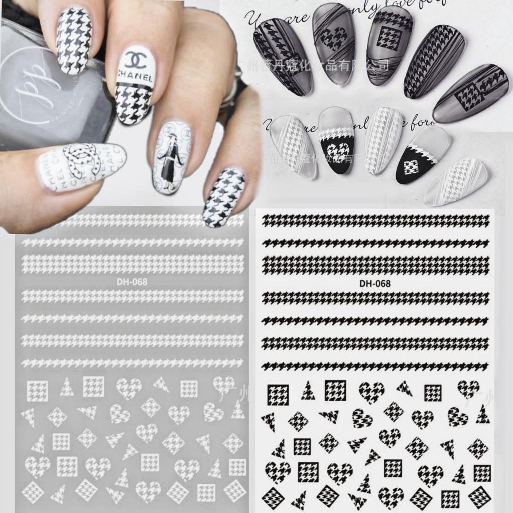 Sticker 3D Sọc Nanh Sói HOUNDSTOOTH | Hình Dán Móng DH-068