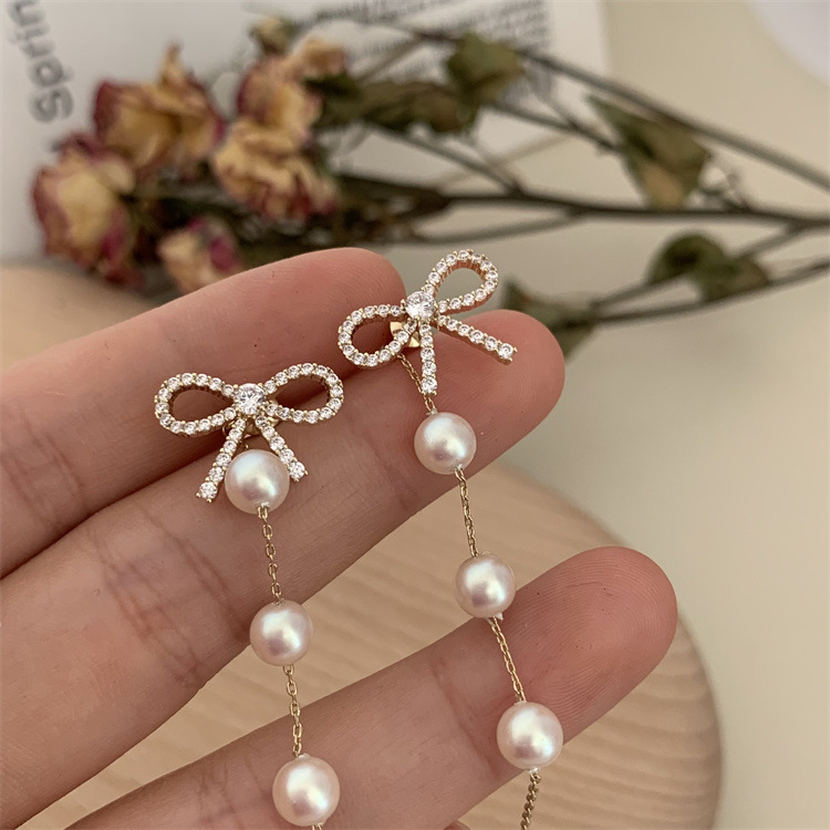 Khuyên tai cài nơ dáng thả 2 kiểu đeo