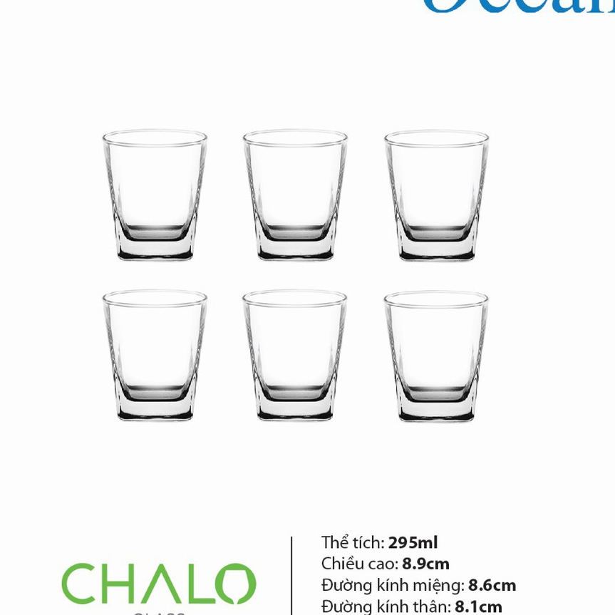 Set 02 Cốc Thủy Tinh trắng trong suốt đáy vuông lùn, Dung tích 300ml