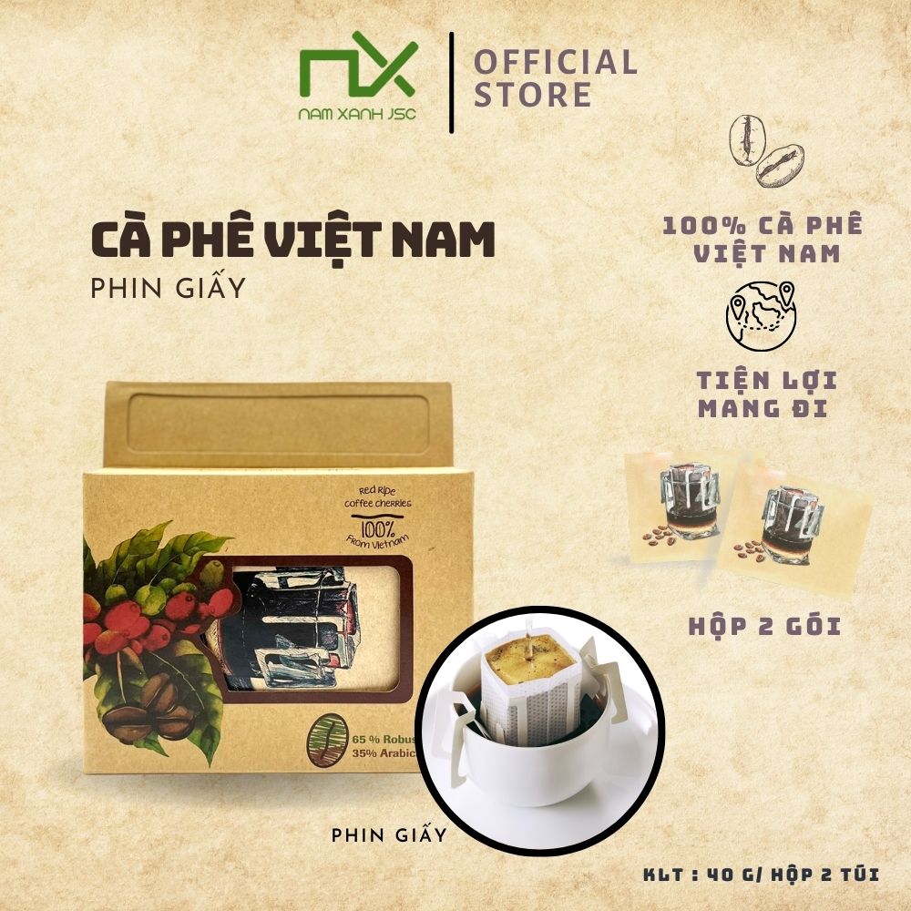 HỘP GIẤY CÀ PHÊ 40G / 2 TÚI NAM XANH