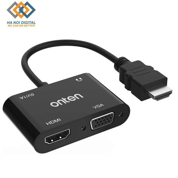 Cáp chuyển HDMI to HDMI+VGA Onten 5165hv hỗ trợ HD1080P - Bảo hành 12 tháng