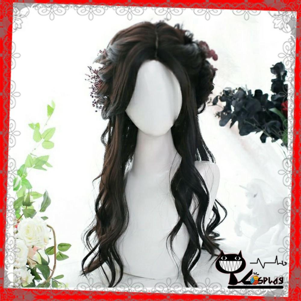 [Sẵn] Wig teen/lolita/cosplay đen BHT071 (tóc giả nguyên đầu xoăn trục) [Miu Cosplay