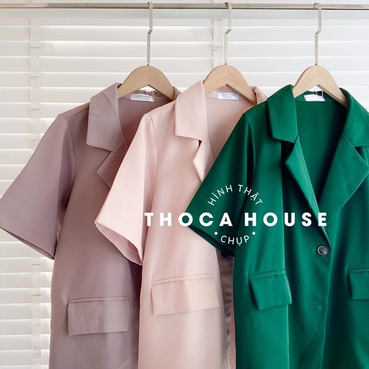Áo blazer khoác vest tay ngắn túi nấp trơn nhiều màu THOCA HOUSE may thiết kế, chuẩn form phù hợp mọi lứa tuổi