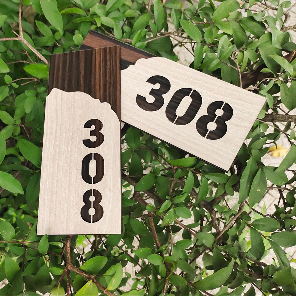 Bảng số phòng, số nhà bằng gỗ cắt laser 25x10cm (Nội dung theo yêu cầu)