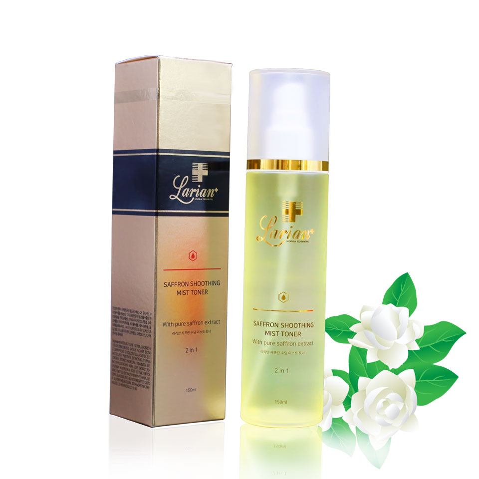 Xịt khoáng nước Hoa Hồng 2 in1 chiết xuất Nhuỵ Hoa Nghệ Tây. Larian Saffron shoothing Mist Toner. Kích thích sự trao đổi giữa các tế bào, tăng khả năng tái sinh cho làn da