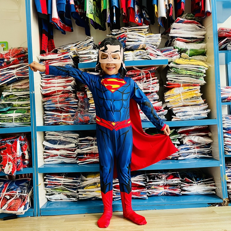 Bộ siêu nhân Superman liền quần kèm Choàng và mặt nạ B175
