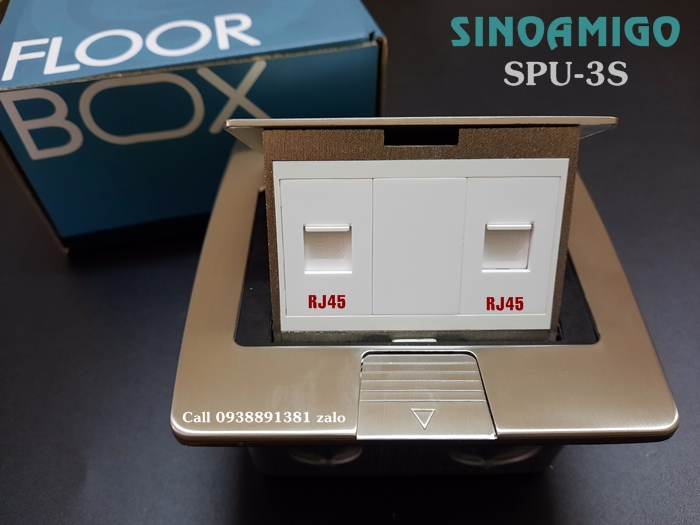 Ổ cắm điện âm sàn Sinoamigo SPU-3S inox màu bạc nhập khẩu chính hãng