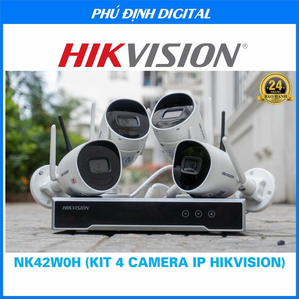 Trọn bộ 4 camera IP Wifi kèm mic thu âm 2MP Hikvision Thế hệ mới mã NK42W0H - Hàng Chính Hãng