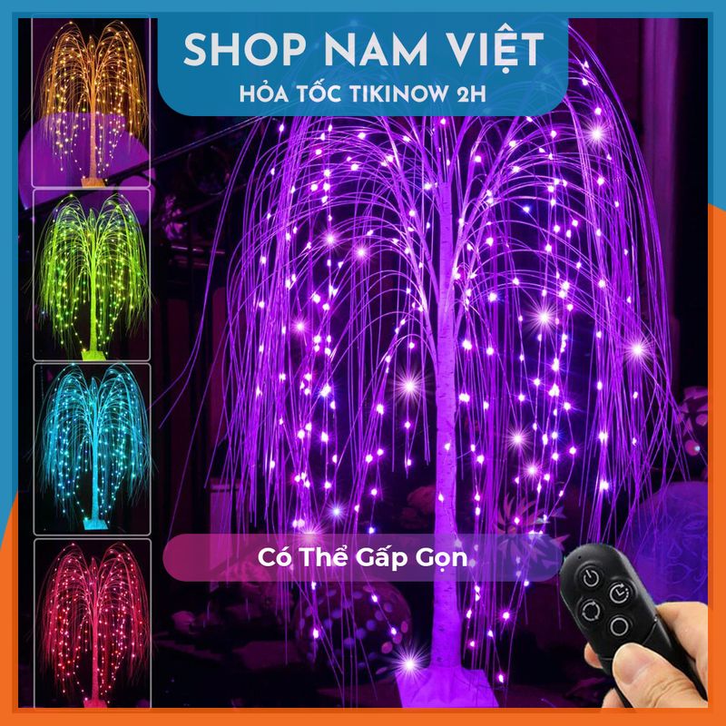 Cây Liễu Đèn Led Trang Trí Noel, Có Thể Gấp Gọn, Trang Trí Ngoài Trời