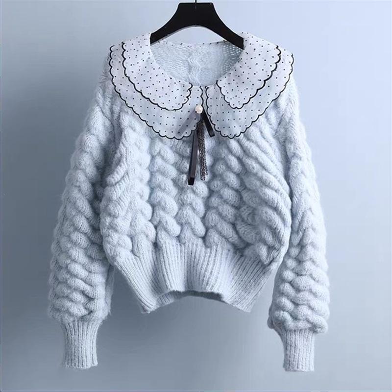 Áo Len Nữ Dệt Kim Dáng Rộng Cổ Bẻ Thiết Kế Mới Mùa Thu Đông Đẹp (D028)