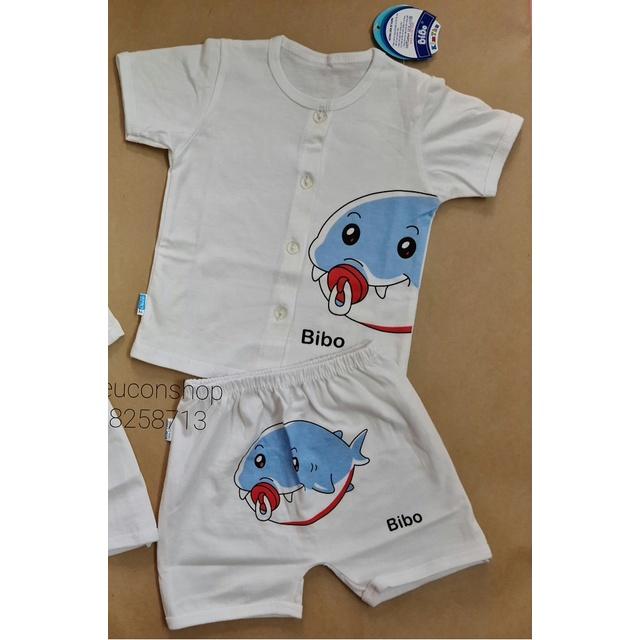 (4-10kg) BỘ QUẦN ÁO COTTON NGẮN TAY TRẮNG IN HÌNH CHO BÉ SƠ SINH - BIBO KIM THU - khủng long xanh