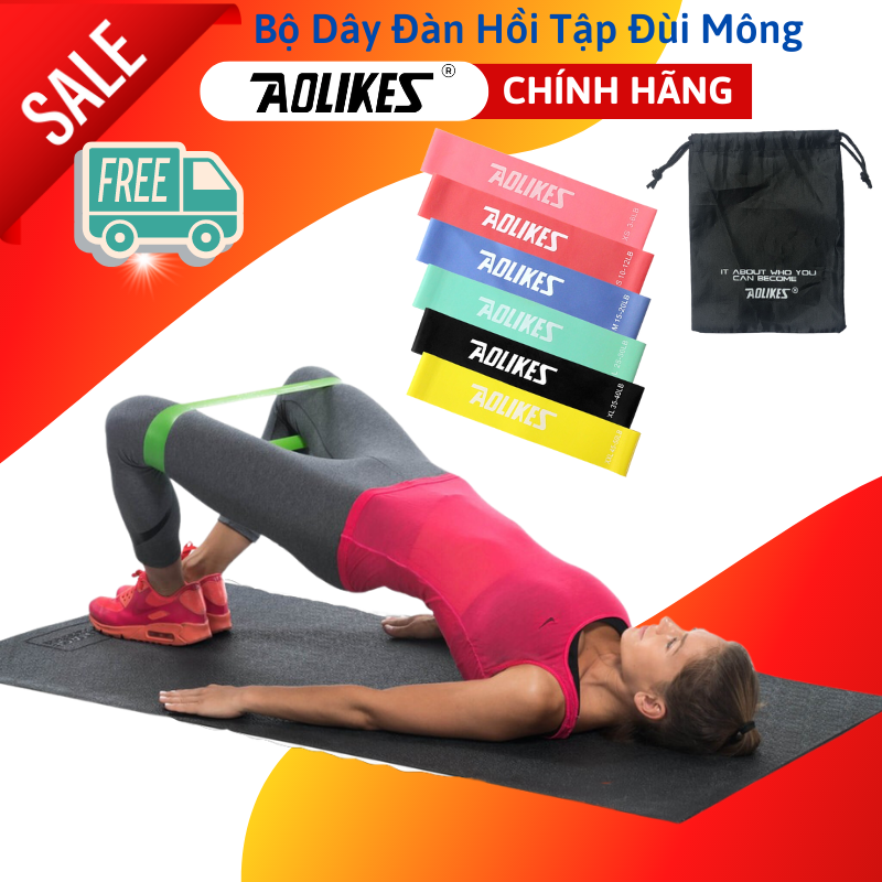 Bộ 6 Dây Đàn Hồi Kháng Lực Tập Mông Miniband Aolikes, tập gym cao câp 3601 AL3601 - Chính Hãng