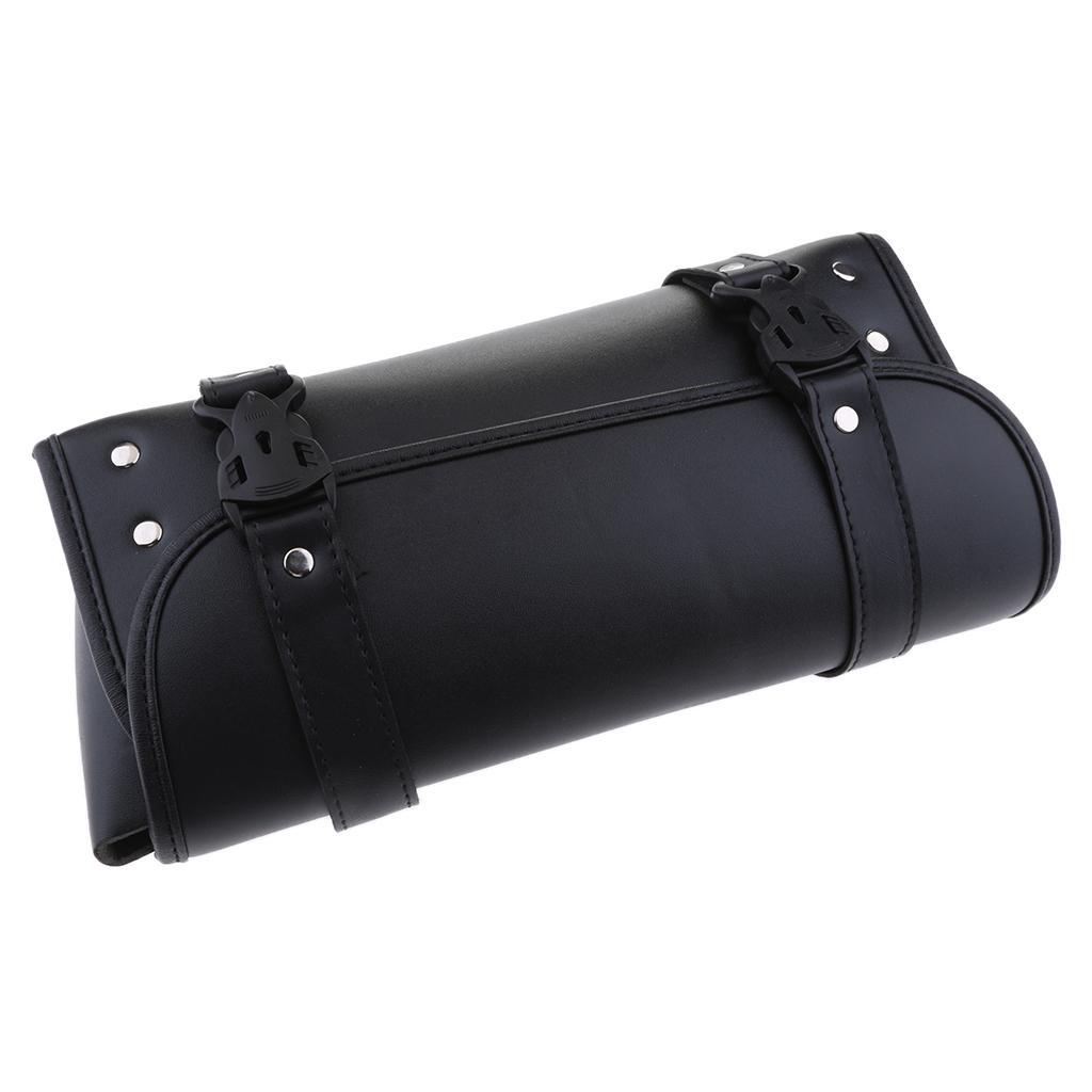 Leather Tool Bag Motorcycle Bike Handlebar Pouch Storage Bag Fork