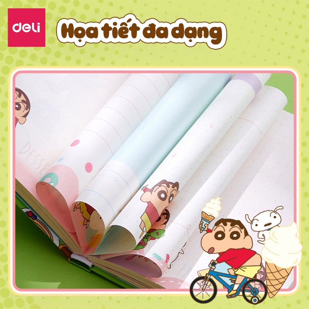 Sổ tay bìa nổi Shinnosuke Deli - Mẫu random - 192 trang nhỏ gọn, hoạ tiết đa dạng, chống thấm cho học sinh, sinh viên