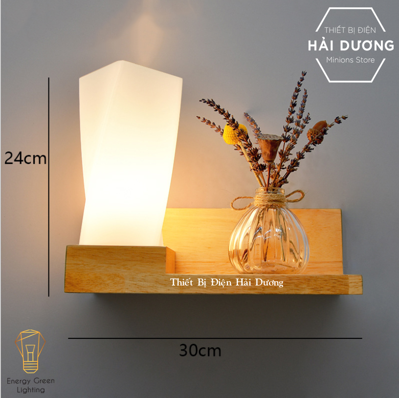 Đèn Tường Kệ Gỗ Chao Thủy Tinh Hiện Đại DT-3024 - Trang Trí Căn Phòng - Đã Bao Gồm Bóng LED - Có Video