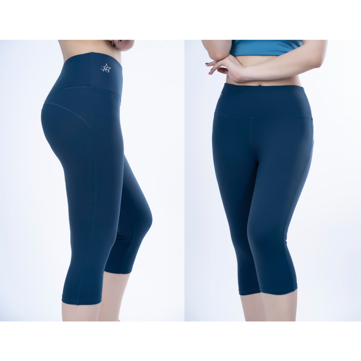 Quần tập legging lửng thể thao nữ trơn chỉ nổi nâng mông