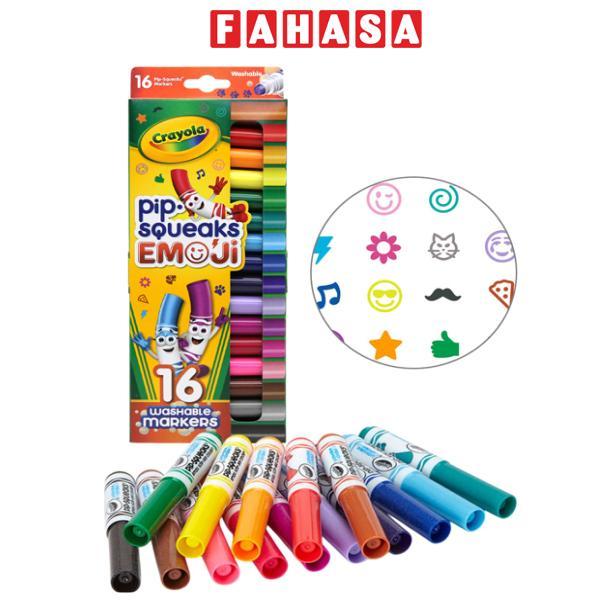 Hộp 16 Bút Lông Màu Pip Squeaks Emoji - Dễ Tẩy Rửa - Crayola 588717