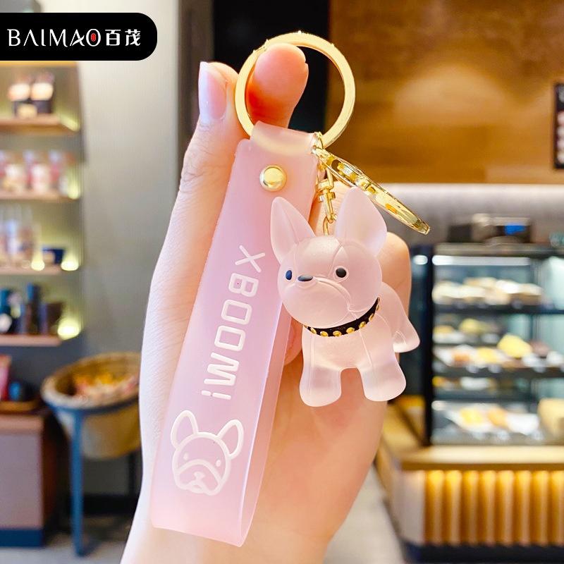 Móc Khóa Bulldog nhựa pha lê phong cách Hàn Quốc,móc khóa cute, móc treo ba lô túi xách