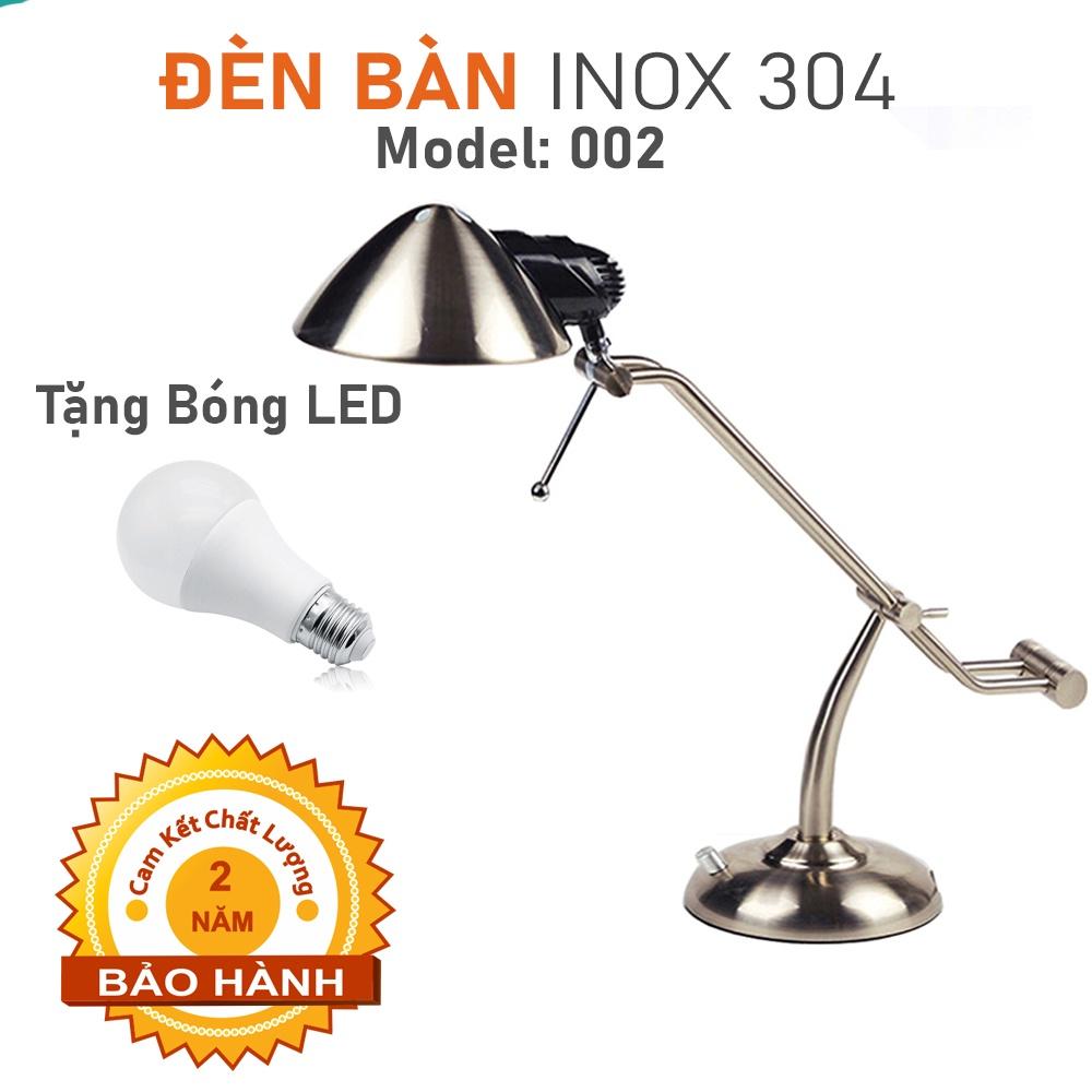 Đèn bàn làm việc Kim loại INOX 304 Nguyên khối, Kiểu dáng Tân cổ điển - Bảo hành 2 Năm