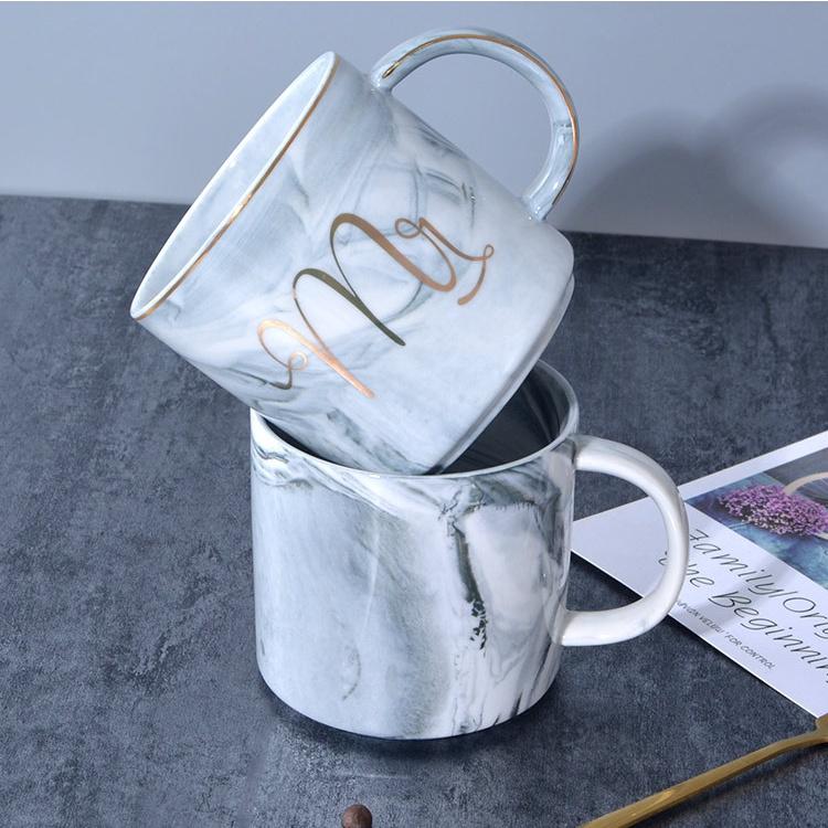 Ly cốc sứ cặp đôi 360ml quà tặng ý nghĩa, cốc uống nước kèm thìa cao cấp