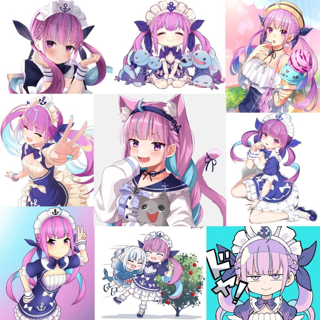 Ảnh Sticker Aqua Hololive 30-60cái ép lụa khác nhau/Hình dán Vtuber Aqua