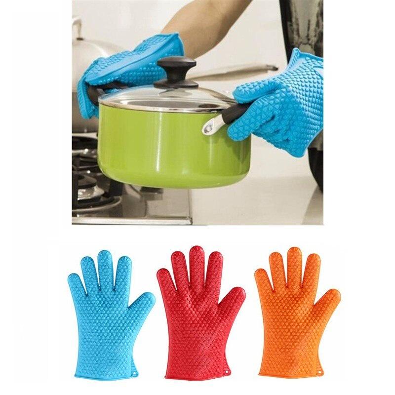 1PCS Long Thick Silicone Gloves Heat-resistant Non-slip Microwave Oven Mitts Kitchen baking accessories BBQ Cooking Oven Gloves