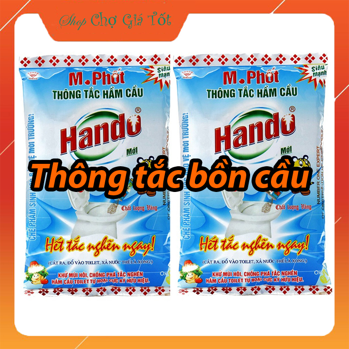 Combo 2 gói bột thông tắc bồn cầu bể phốt Hando 300Gr