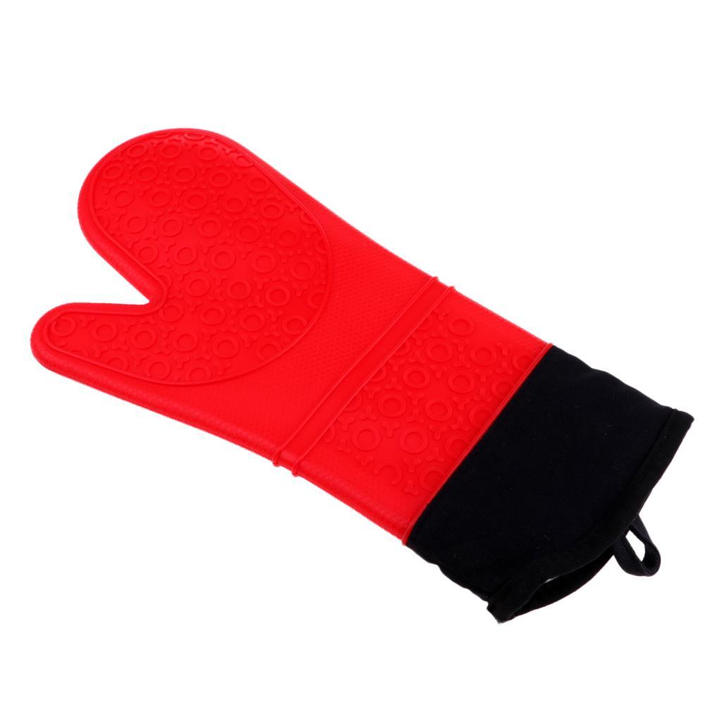 2pcs Heat Resistant Silicone Oven Gloves Baking Cooking BBQ Grilling